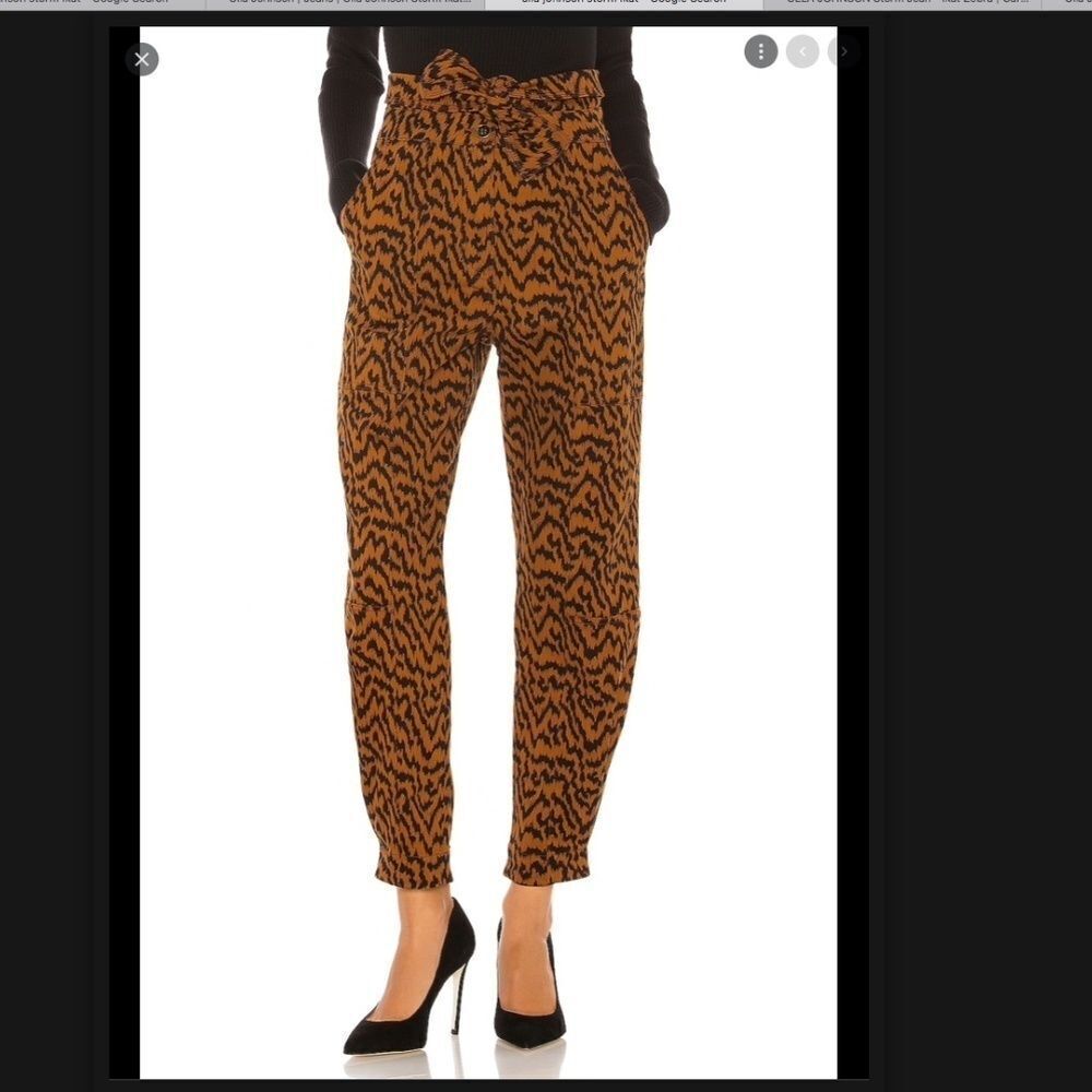 Ulla Johnson Storm Ikat Zebra Pants Sz 2 Black Brown